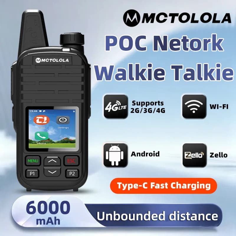 Walkie-talkie portatile MOTOLOLA 4G Zello supporta Android, WiFi, Bluetooth con copertura di 8000 chilometri in tutto il mondo