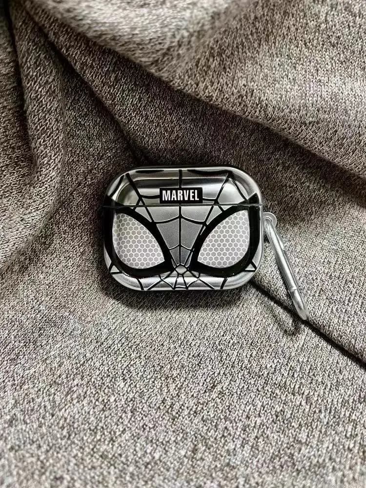 Per custodia Airpods Pro 2, placcatura in argento Spiderman morbida copertura per auricolari in TPU per Airpods 1/2/3/4 custodia con Keychian Kids