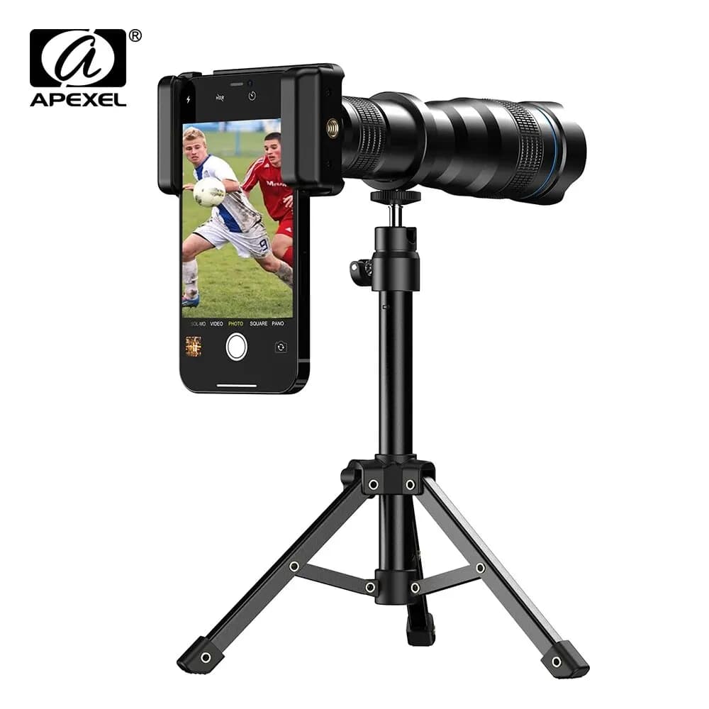APEXEL new Zoom 36X telephoto lens with Universal Clip Telescope Metal Tripod for iPhone Samsung Shooting Birds Watching Concert