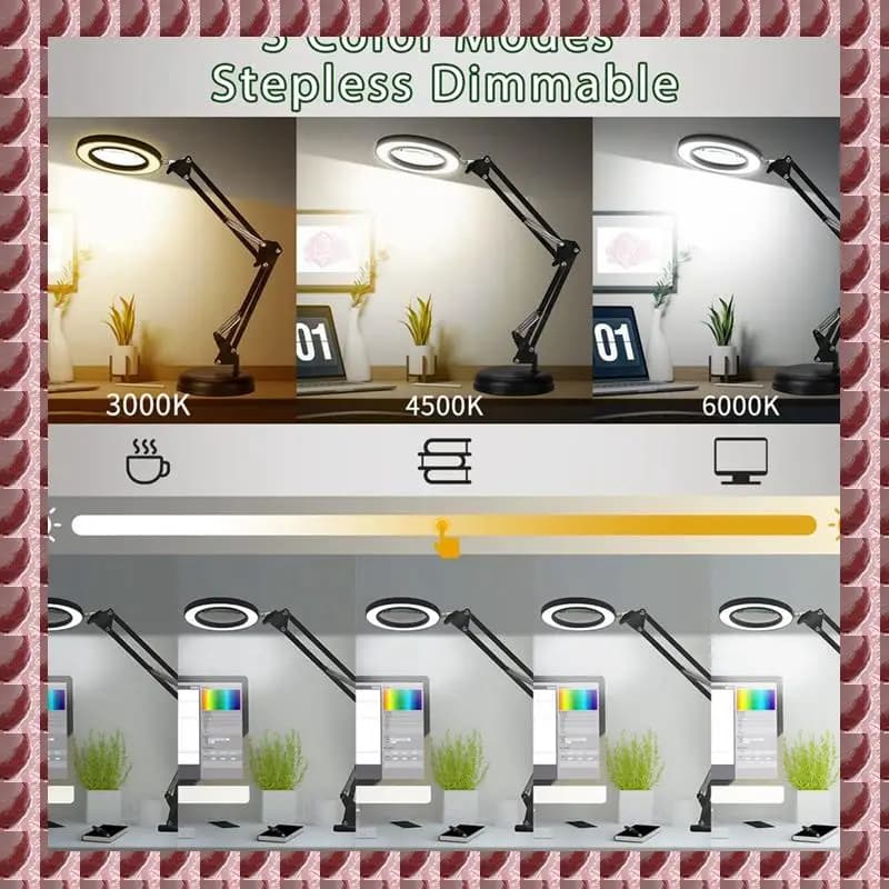 1 PCS Magnifying Glass With Light And Stand, 2-In-1 Desk Lamp With Clamp 10X Magnifying Lamp
