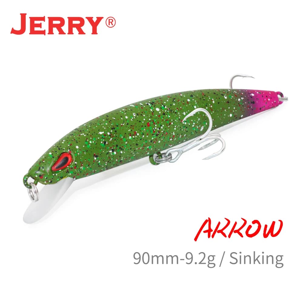 Jerry Arrow affondamento Casting pesca a traina Minnow Bait 90mm Treble Hook trota Bass richiamo artificiale Jerkbait attrezzatura da pesca d'acqua dolce