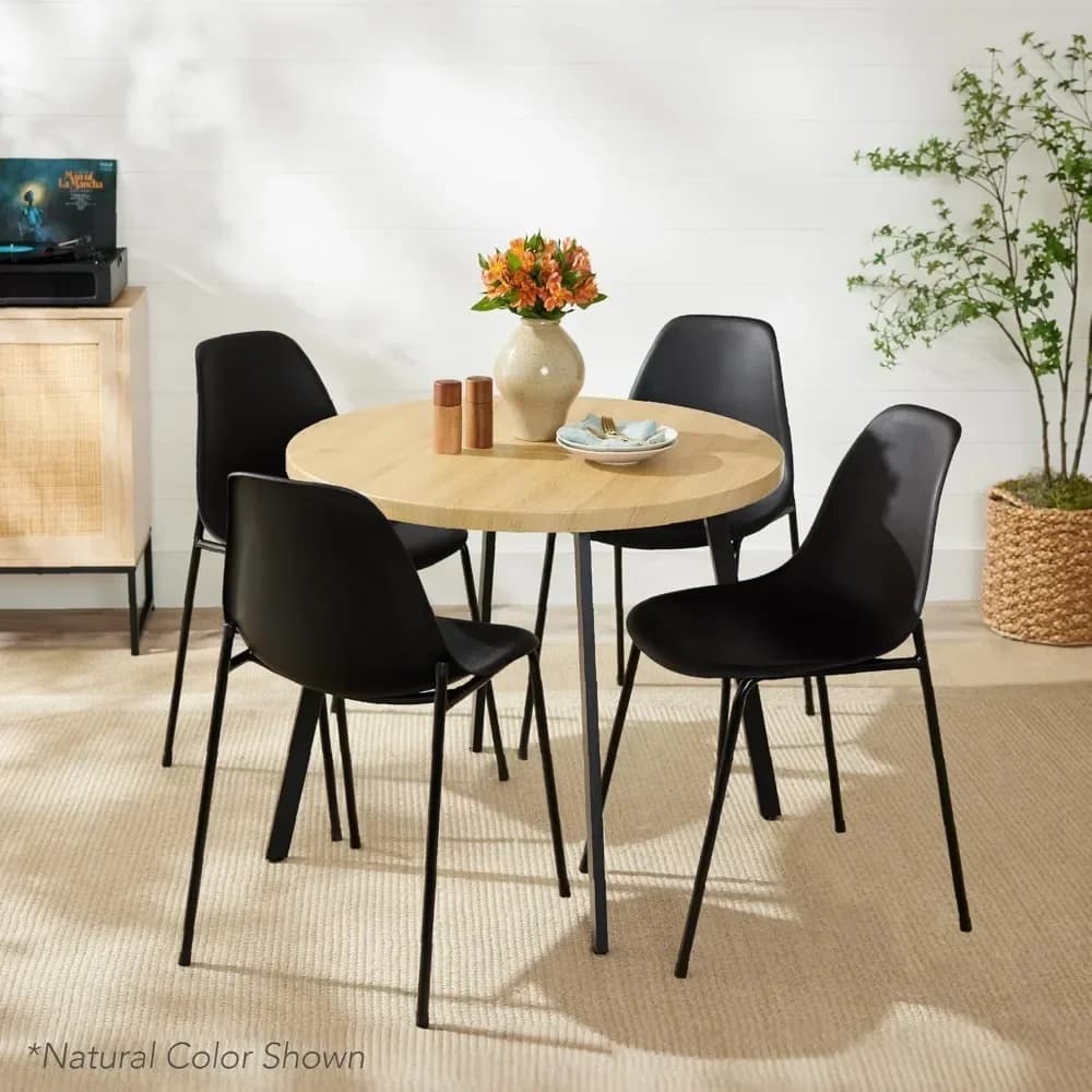 Tavolo da Pranzo Rotondo Stile Mid-Century Modern 35,5 Pollici Salvaspazio con Gambe in Acciaio per Casa, Cucina, Appartamento Personalizzabile