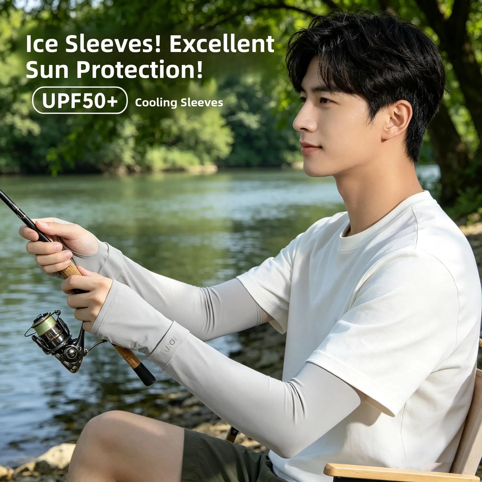 Men's Golf Ice Sleeve with Glove Integrated Summer New 2026 Sun Protection Arm Protector for Cycling Polyester Fiber