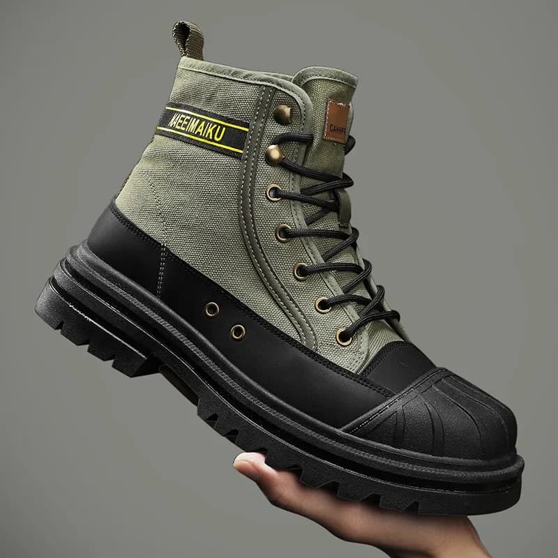 Stivali Alti da Uomo in Pelle, Scarpe Invernali da Moto, Stivali di Sicurezza con Piattaforma 2026, Scarponi da Trekking per Uomo, Botas da Lavoro