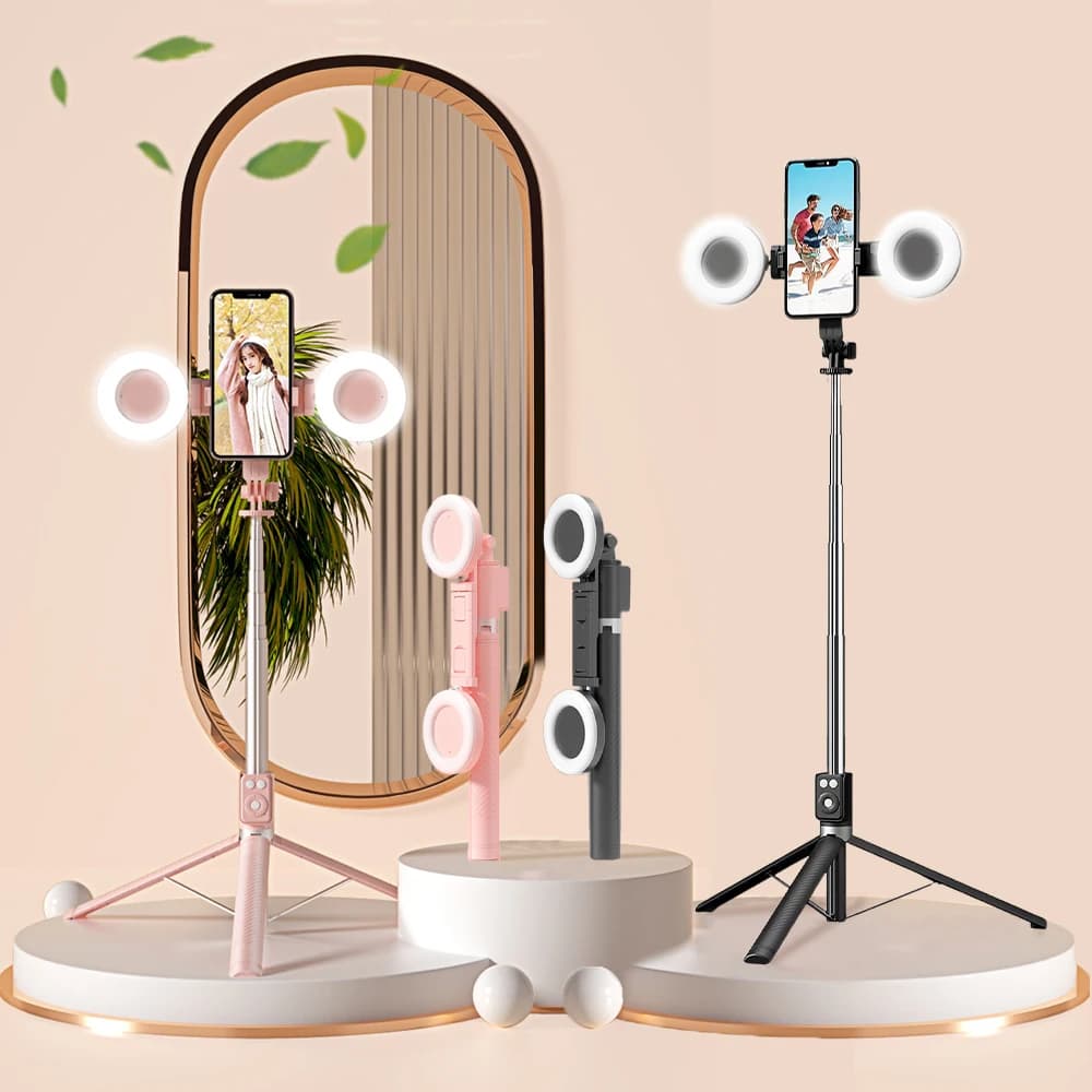 Mobile phone magnetic support with multifunctional selfie stick Portable anti-vibration live transmission