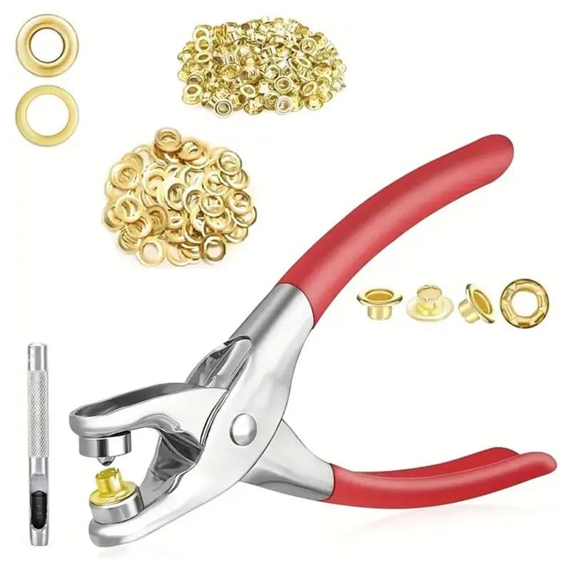 Set di pinze per occhielli AEE4-6Mm, kit di pinze per punzonatrici per occhielli con 100 occhielli metallici, kit di strumenti per occhielli per tessuto in pelle