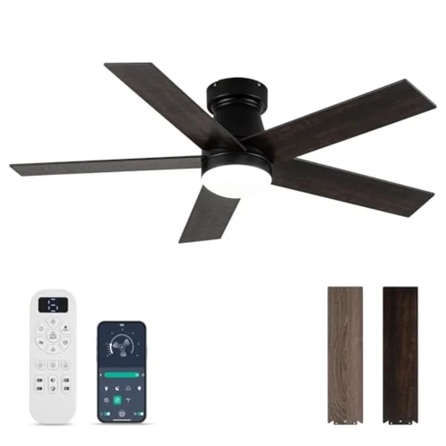 Ventilatori da soffitto con luci e telecomando, ventilatore da soffitto per camera da letto con luce LED a 3 colori dimmerabile e memoria sostituibile per la luce