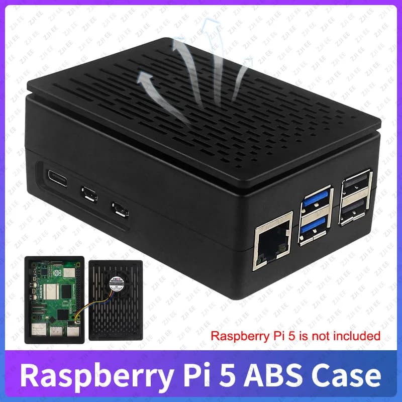 Raspberry Pi 5 ABS Case Black Silver Plastic Shell Optional PWM Cooling Fan Protection Box for Raspberry Pi 5