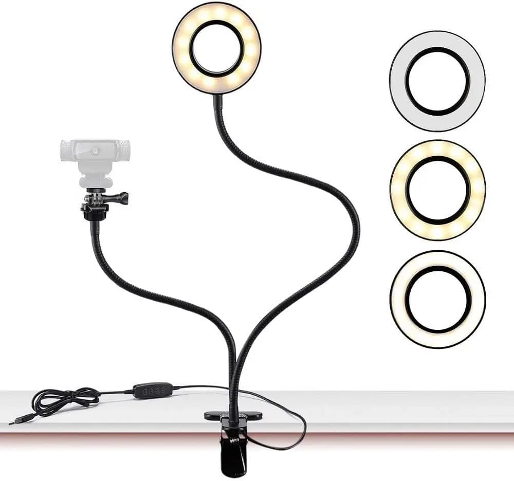 Supporto Flessibile per Luce ad Anello con Montaggio per Webcam per Streaming, Videochiamate, Selfie