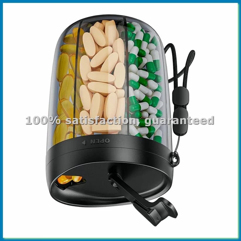 Organizer for Pills at 6 Departments, Container for 7 Vitamins, Travel Pills
