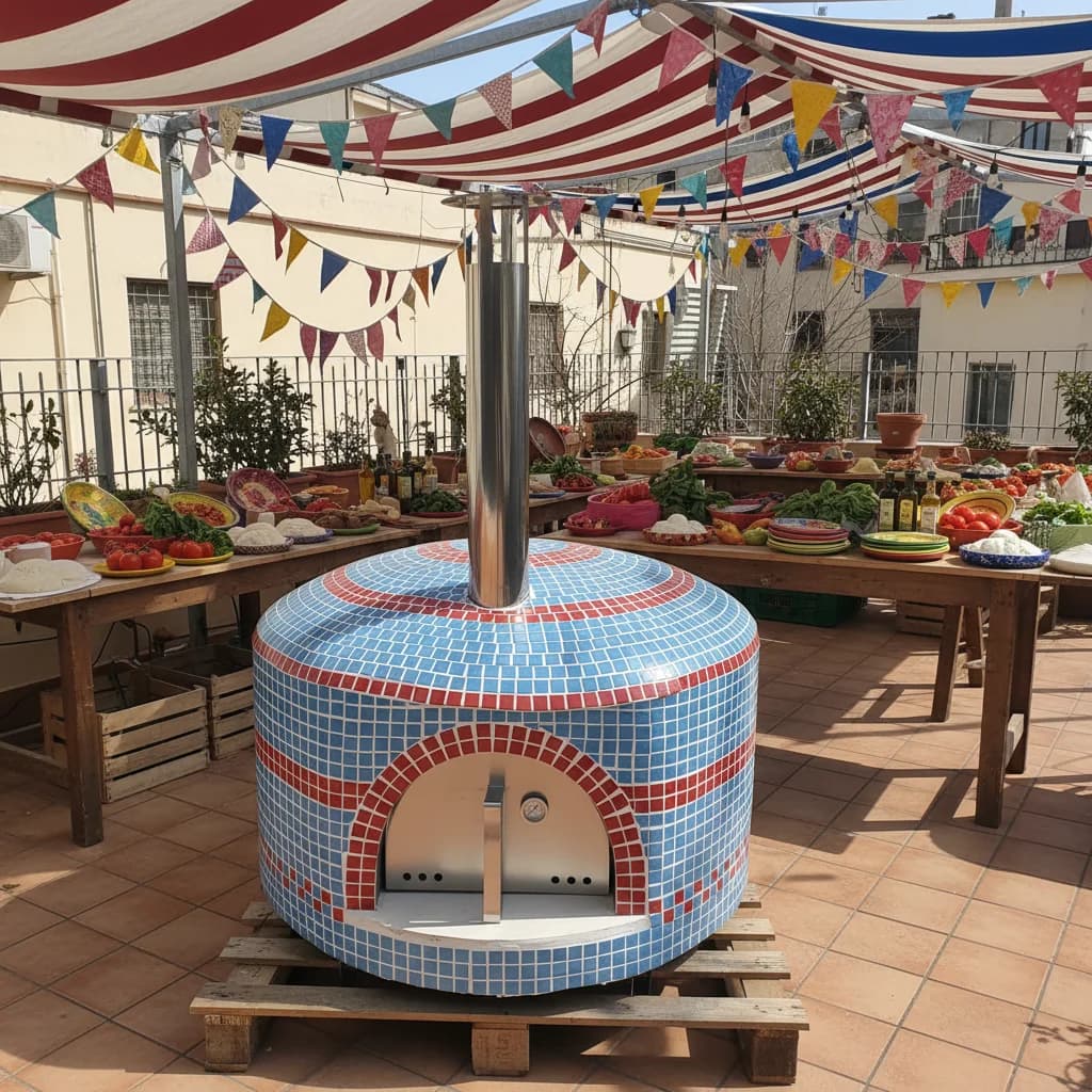 hj-Freestanding Manual Ceramic Dome Wood Fired Pizza Oven Single Unit for Outdoor Restaurant Bakery Hotel & Car Use@