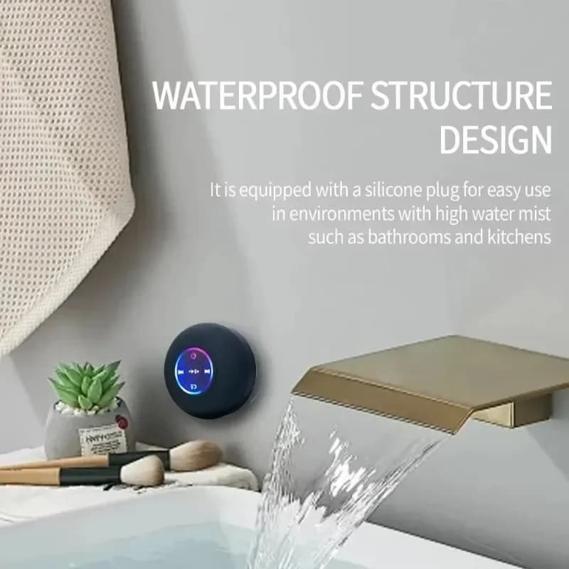 HOMEFISH 2025 Nuovo Altoparlante Bluetooth Mini a Ventosa Impermeabile per Bagno, Portatile per Sport all'Aperto, Stereo Wireless