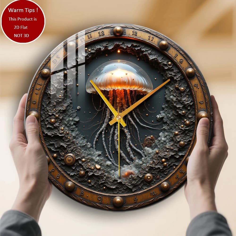 Tempered Glass Wall Clock Light Medusa with Ornate Frame, Suitable for Wall Decorations or Table Display everywhere