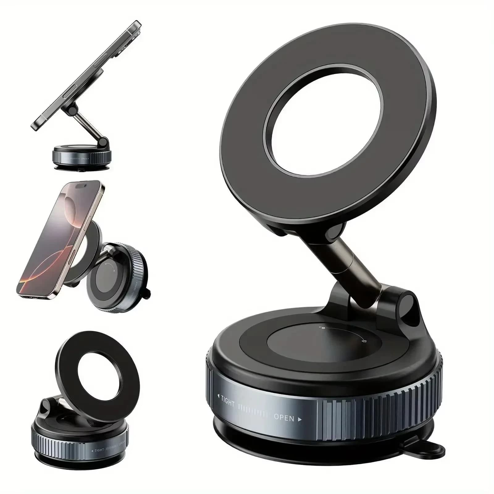 Supporto magnetico per aspirapolvere per telefono per auto, supporto per telefono a ventosa Magsafe, 360 ° Supporto universale per telefono magnetico regolabile