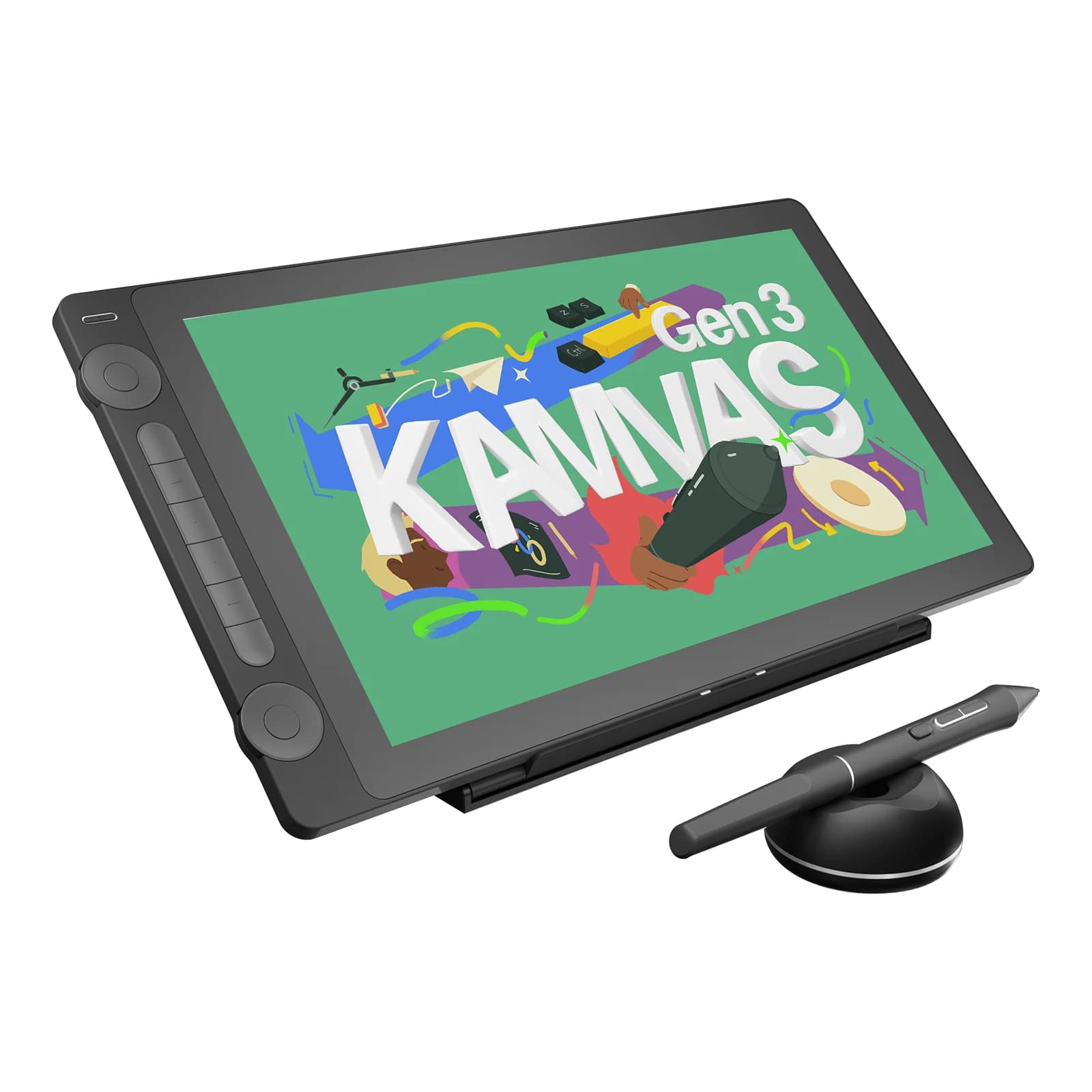 HUION Kamvas 16 (Gen 3) Tavoletta da disegno con schermo Monitor da disegno grafico in vetro tela da 15,8 pollici 99%sRGB 16384 PenTech 4.0