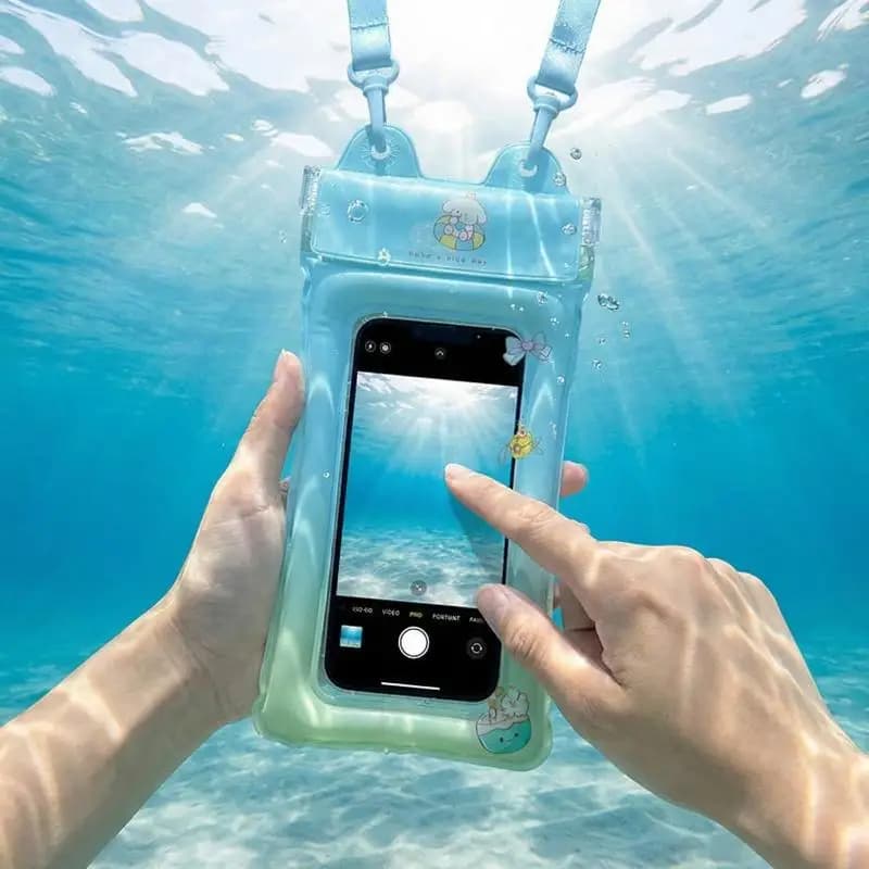 Custodia Impermeabile Galleggiante per Telefono con Cuscino d'Aria, Design Cartoon, per Kayak, Piscina e Snorkeling