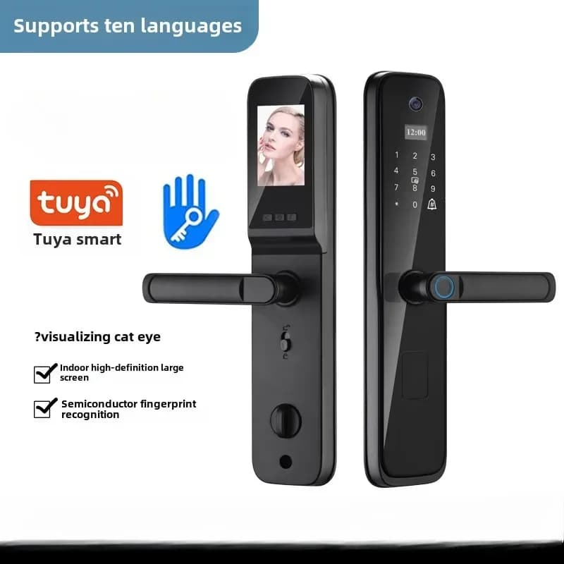Household Anti-theft Door Wooden Door Fingerprint Lock Entry Door Electronic Graffiti Cat Eye Password Lock Smart Lock