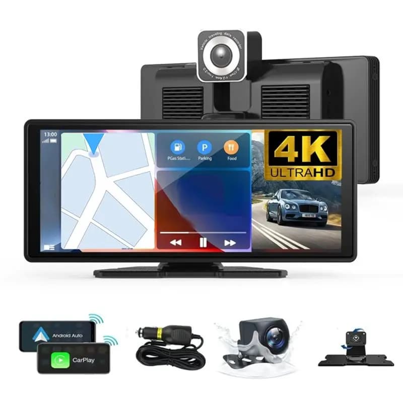 [B24B!】 For Carplay& Android Auto Compatible Wireless 10.26" 4K 360° Rotation Dash Cam Screen For Car Stereo 1080P Backup Camera
