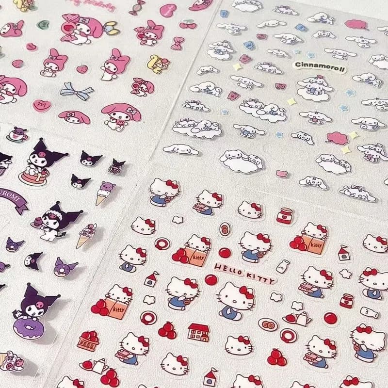 Aesthetic Sanrio Sticker Set, Hello Kitty Kuromi My Melody Cinnamoroll Waterproof Transparent PET DIY Scrapbook Journal Stickers