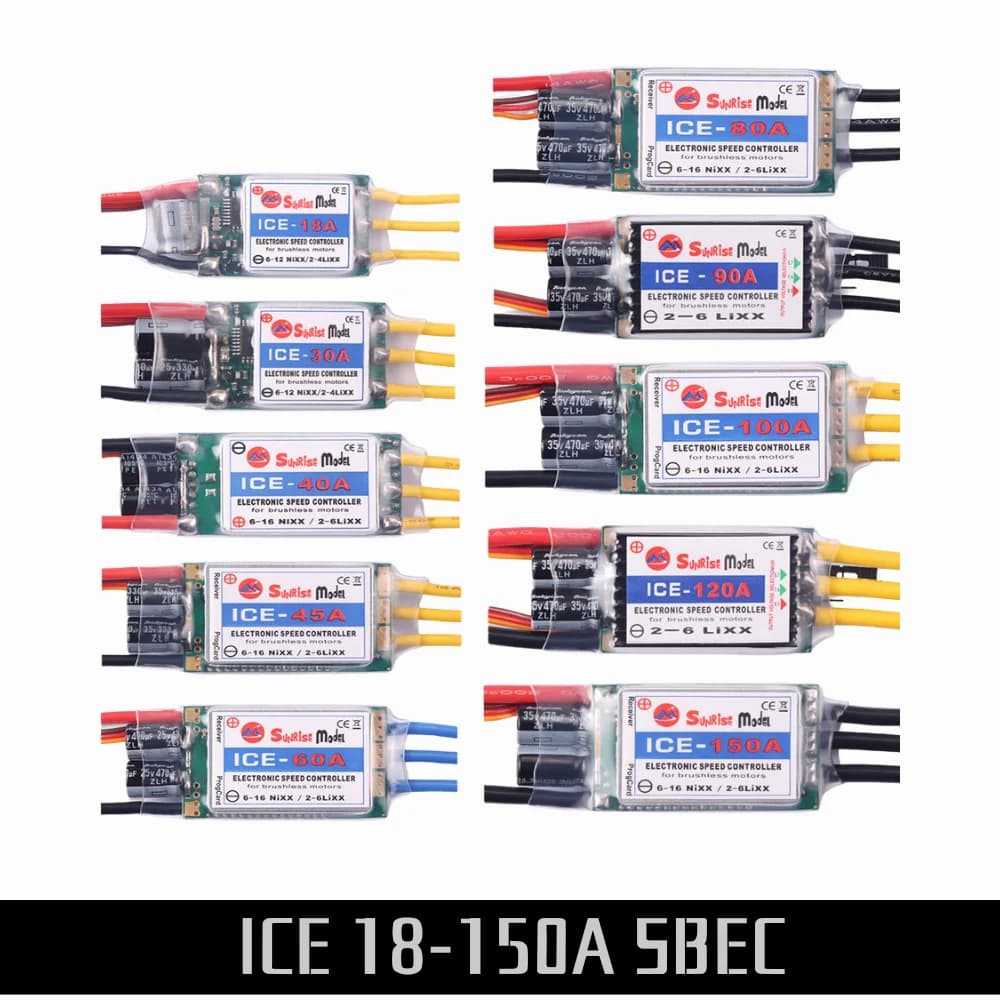 SunriseModel ICE 2-6S Elicottero Aereo Brushless ESC con Uscita BEC 18A 30A 40A 45A 60A 90A 100A 120A 150A per Modelli RC FAI DA TE