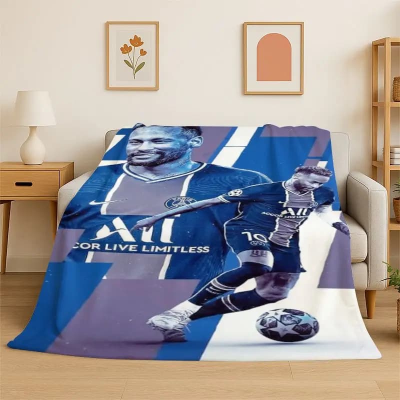 Football N-Neymar Sport Star Soft Flannel Throw Blanket,Cozy Blanket for Bed,Couch,Sofa,Bedroom,Living Room,Travel,Picnic