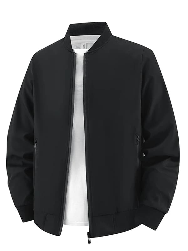 Spring Autumn Baseball Collar Jacket Men's Outerwear Windproof Quality Fashionable Dad Clothes Loose Fit Long Sleeve Zipper