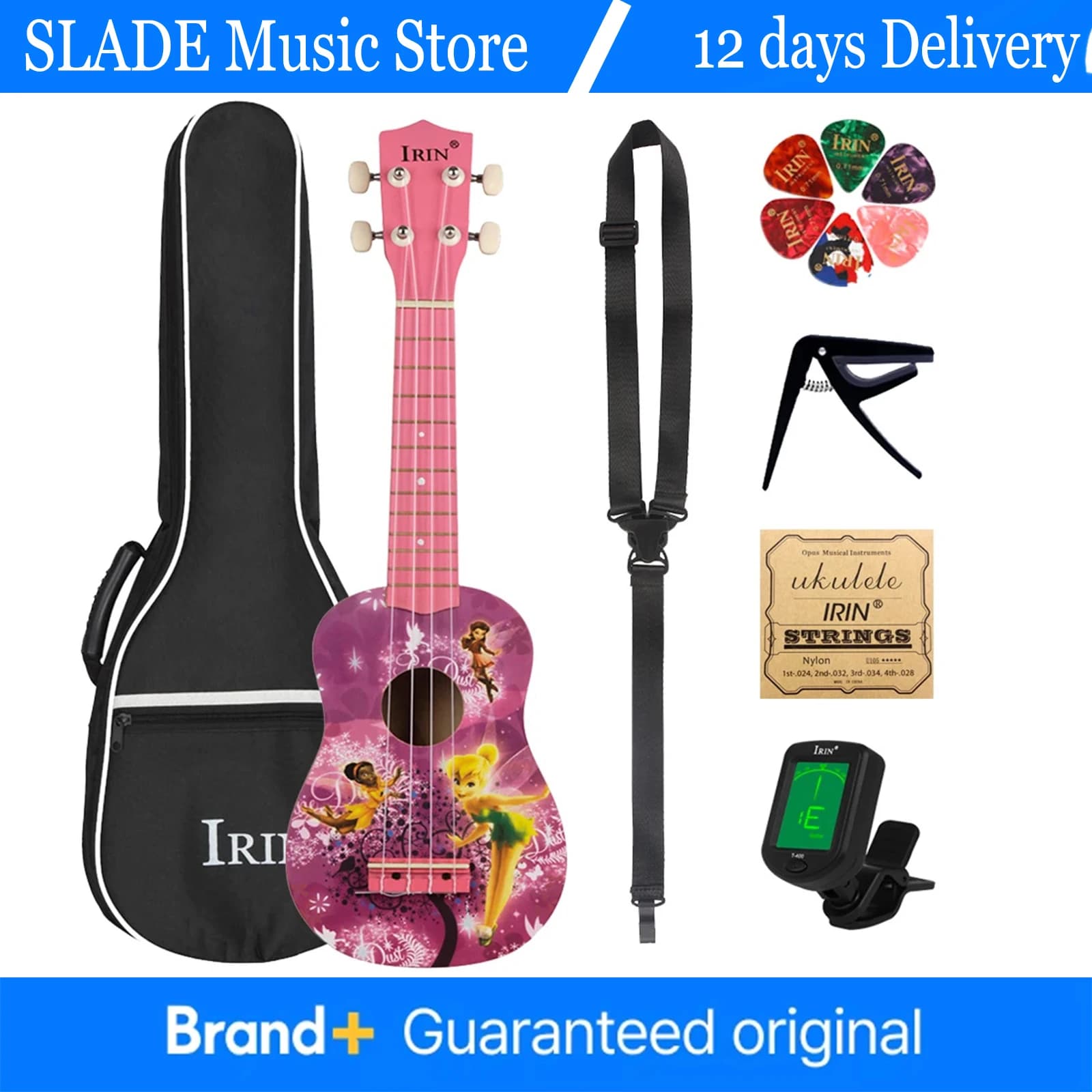 IRIN Ukulele 21 Pollici 4 Corde Chitarra Hawaiana Viola per Ragazze con Borsa, Corde, Accordatore, Capotasto e Set di Accessori per Chitarra