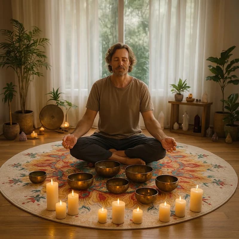 Mandala Meditation Carpet,Anti-Slip Circular Rug with High-Density Tufted Pile for Yoga,Durable Floor Mat for Bedroom and Studio