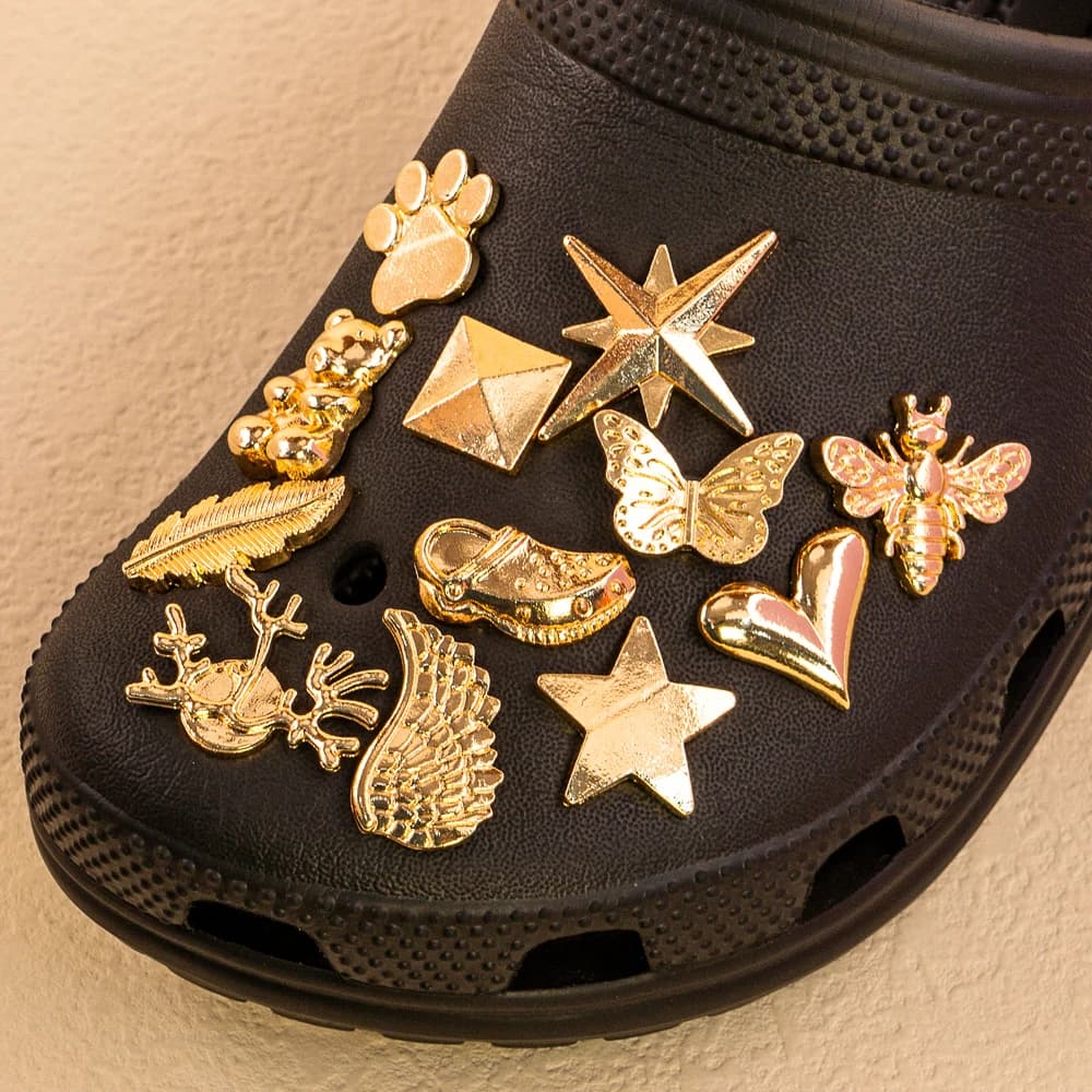 1 pz ciondoli per scarpe in metallo dorato decorazioni per scarpe firmate spille a farfalla brillanti di lusso per donne ragazze accessori per sandali fibbia