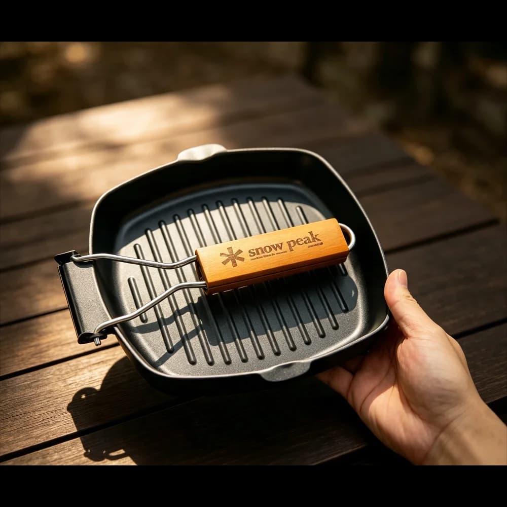 snow peak Foldable Camping Cookware Set Non Stick Frying Pan Grill Plate Barbecue Tray Outdoor Cooking Pan Camping Cooking Tool