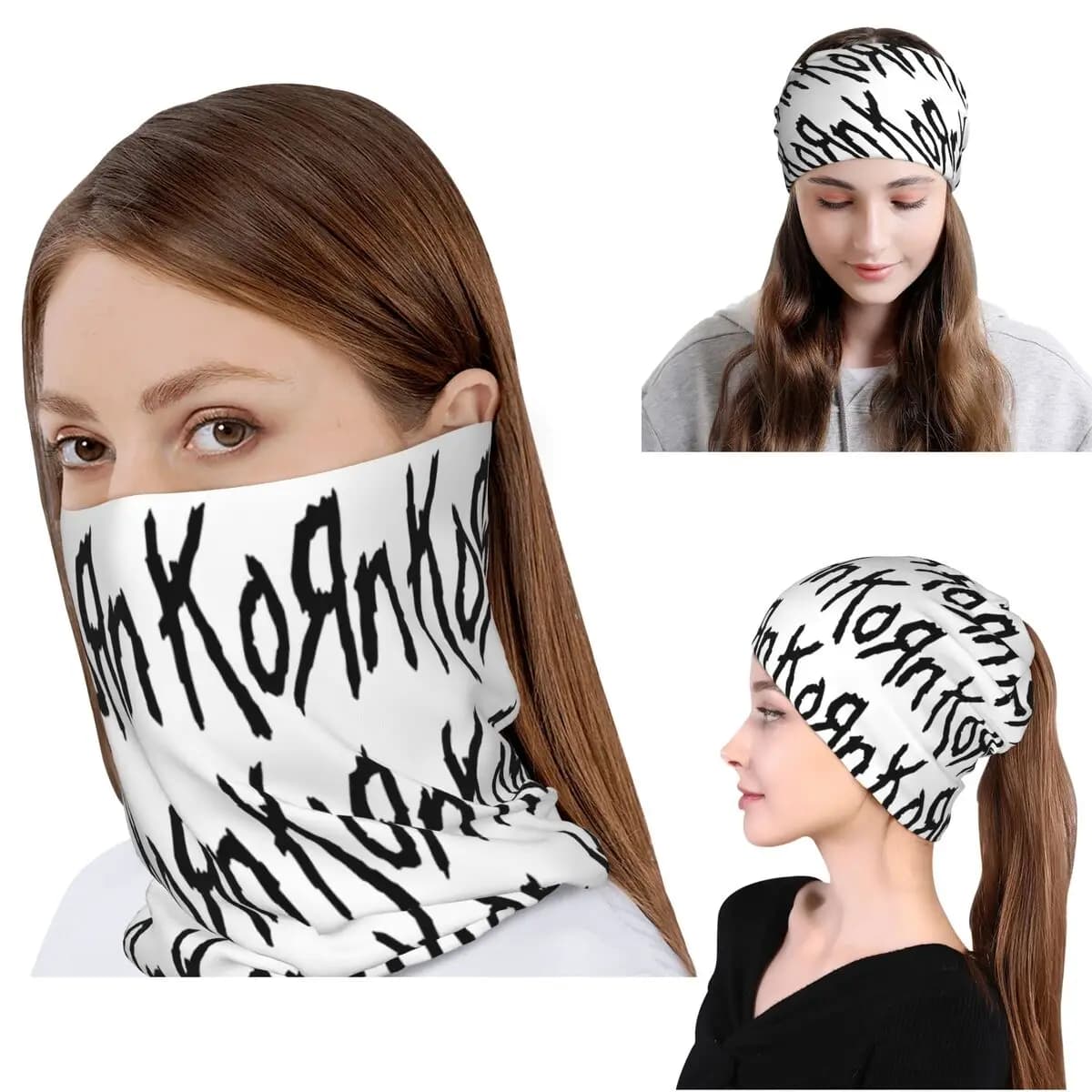 Korn Bandana Rock Metal Music Bandana Cover Mesh for Face Multipurpose Headband Unisex Hat for Adults for All Seasons
