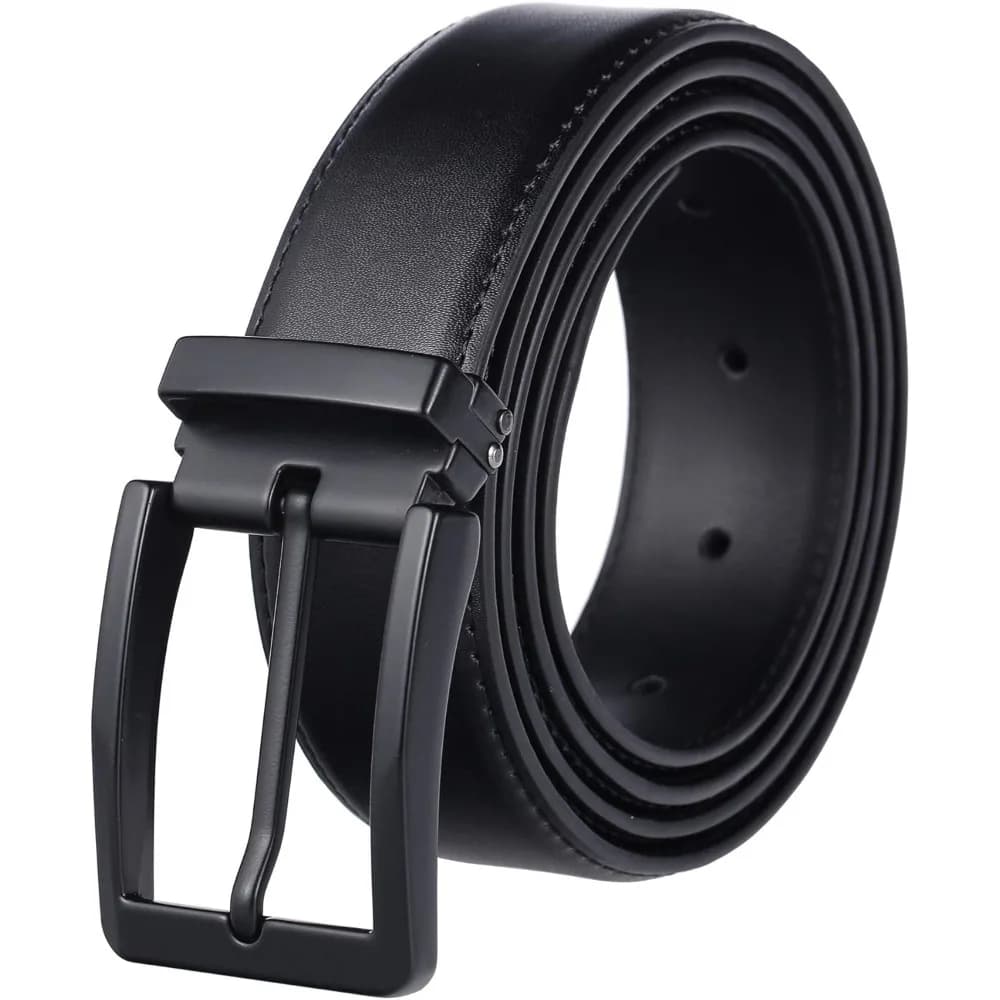 Cintura Elegante da Uomo in Pelle Nera per Jeans