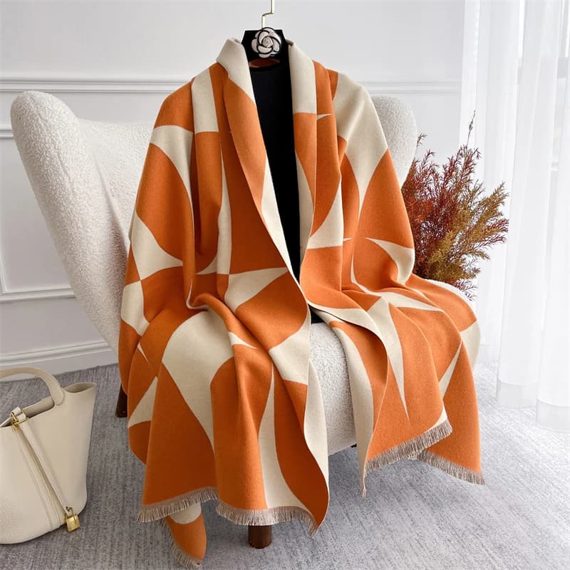 Autumn Winter Scarf for Women Jacquard Pashmina Shawls and Wraps Cashmere Blanket Warm Thick Stoles Lady Outdoor Bufanda Poncho
