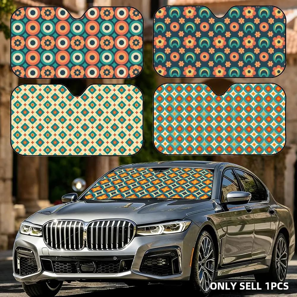 Parasole per Auto con Design Art Nouveau Geometrico, Protezione UV e Isolamento Termico per Parabrezza Anteriore