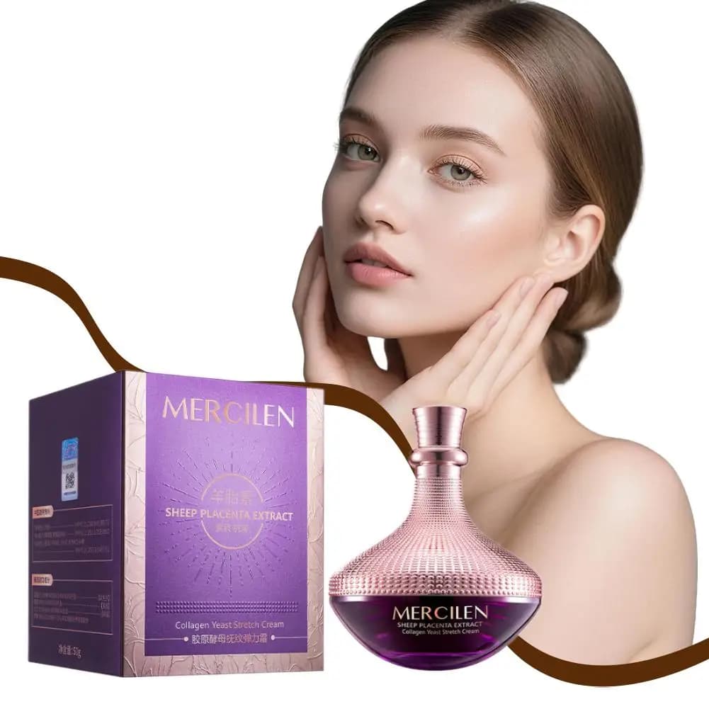 Crema al Collagene e Placenta di Pecora Mercilen 50g, Nutrizione Profonda, Pelle Liscia, Cura Quotidiana del Viso, Crema Idratante