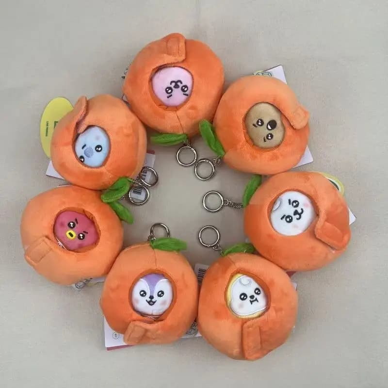 Peluche Anime Cartoon Bt21 CHIMMY COOKY, Nuova Bambola di Peluche Creativa Arancione, Zaino Portachiavi, Accessori Regalo per Ragazze