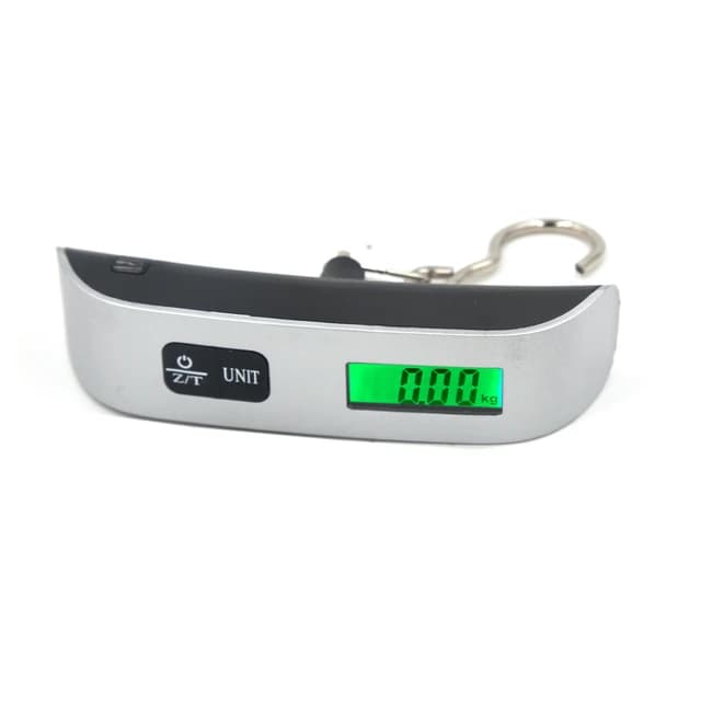 Bilancia Portatile Digitale con Display LCD 110lb/50kg, Bilancia Elettronica per Valigie da Viaggio, Pesa Bagagli e Borse
