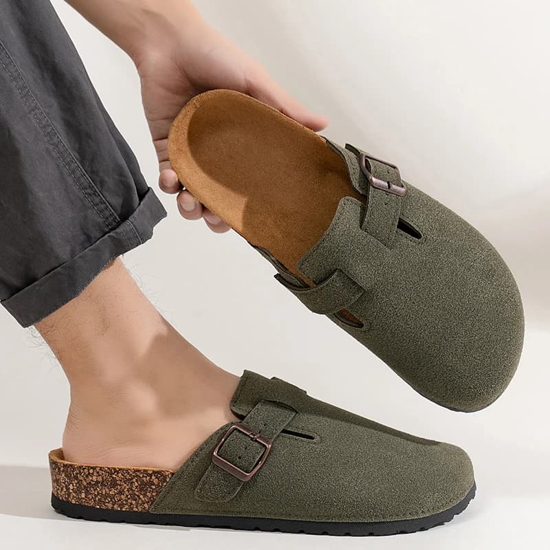 Half Shoes For Men Women Closed Toe Cork Slippers Sandals Slides Clogs Slip On Mules Outdoor Indoor Comfortable Footbed