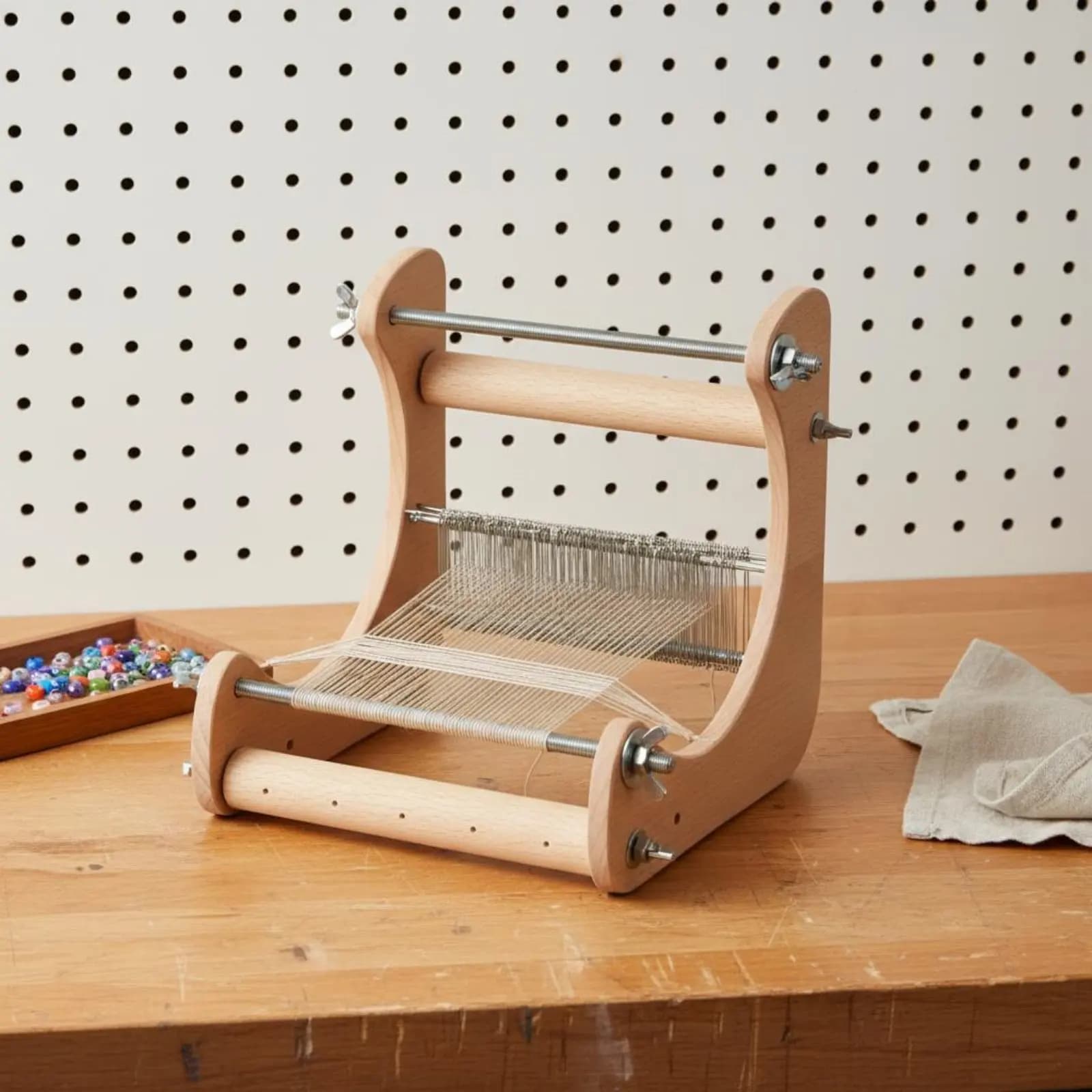 Wooden Bead Weaving Loom DIY Adjustable Bracelet Loom Seed Bead Weaving Frame Beginner Easy-to-Use Jewelry Making Tool