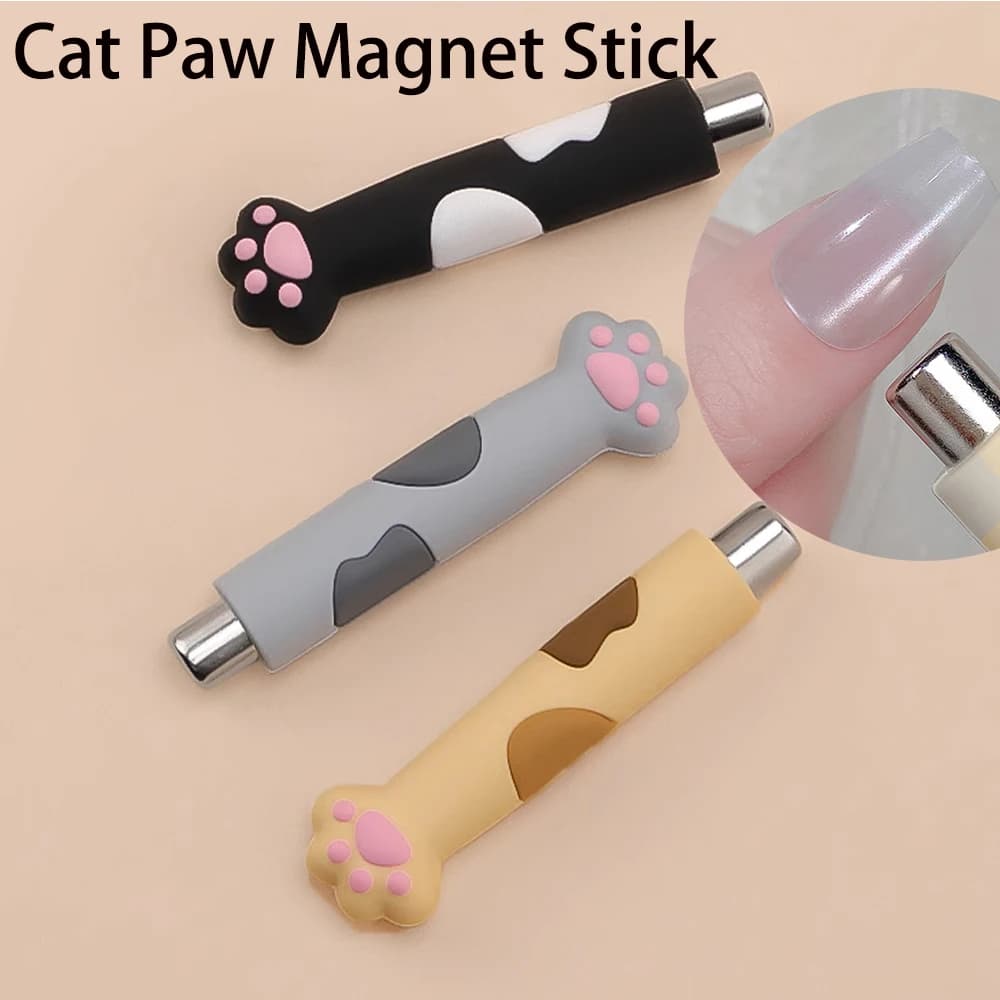 Bastone magnetico per unghie Cat's Eye da 1 pezzo con copertura protettiva per zampe in silicone Asta per penna magnetica cilindrica per smalto gel UV Cat Eye