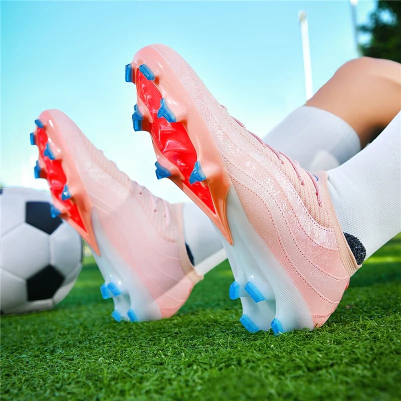 Scarpe da Calcio Alte con Supporto per Caviglia, Protezione Anti-Collisione per le Dita, Tacchetti AG FG Durevoli, Soletta Ammortizzata, Resistenti all'Usura, per Calcio Professionale all'Aperto