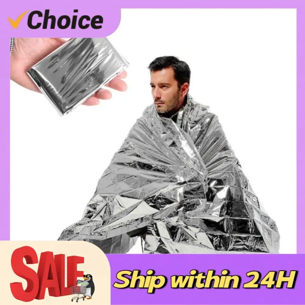 130x210cm Foil Mylar Thermal Blanket Retain Body Heat Emergency Thermal Blanket Silver Foil Blanket for Hiking Marathons