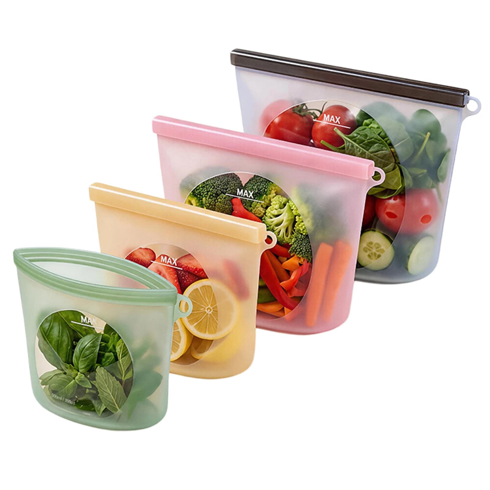 Silicone Sealed Fresh-Keeping Bag Eco-Friendly Portable Freezer Seal Bag Silicone Meal Prep Container for Travel/Home Use