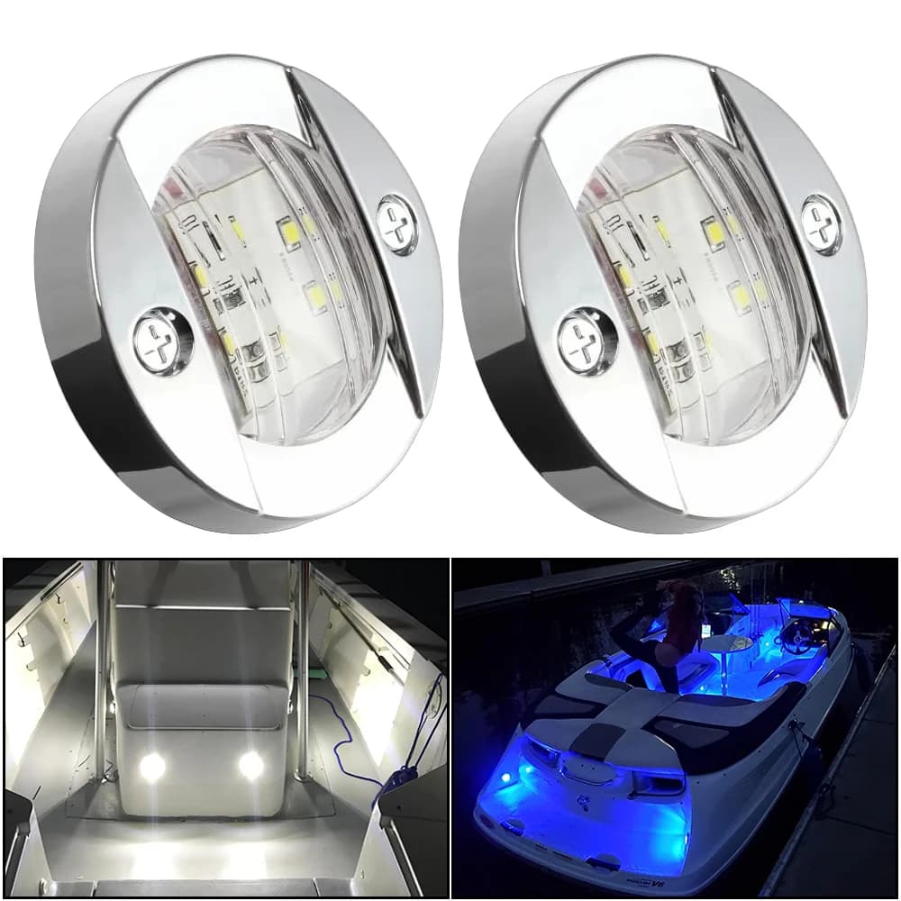 Luce di cortesia a LED per barche marine rotonde da 3 pollici 12V Luci di ancoraggio per poppa di poppa per yacht Gommone Barca a vela Pontoni Freighters
