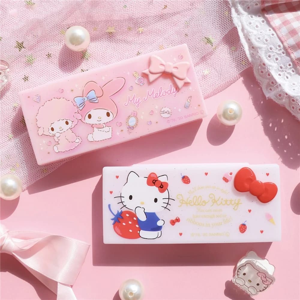 Scatola portaoggetti mini originale Sanrio Hello Kitty Melody, portatile, per forcine, cerotti, bastoncini di cotone, organizer per piccoli oggetti, scatole carine, giocattoli, regali
