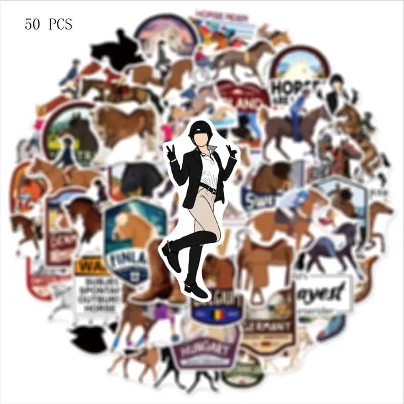 50 pezzi per frigorifero chitarra laptop moto skateboard giocattolo cartone animato simpatico cavallo al galoppo pony graffiti adesivi decalcomanie impermeabili