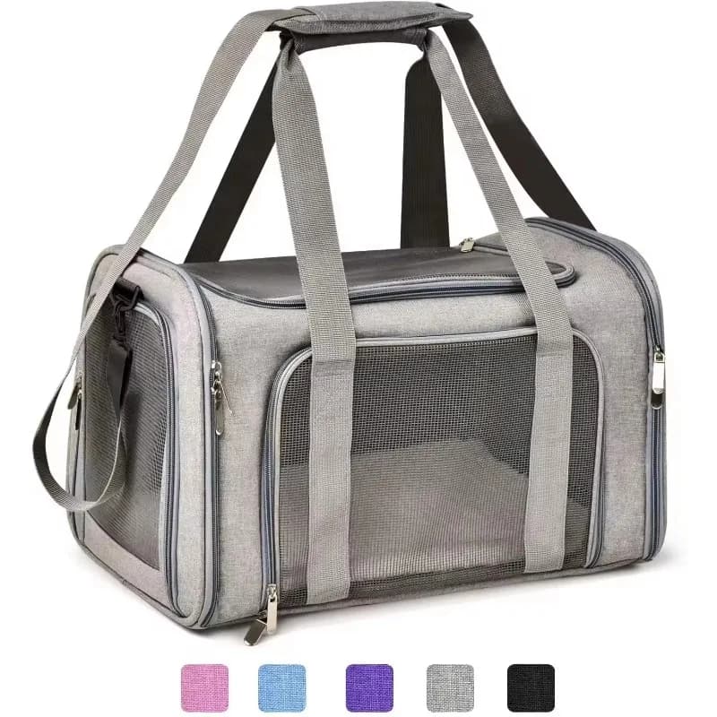 Borsa da trasporto per cani e gatti all'ingrosso OEM, omologata per il trasporto aereo, piccola, traspirante, in rete, per animali domestici
