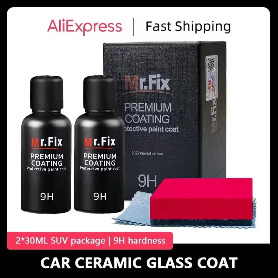 Mr Fix 9H Vernice Protettiva per Auto, Lucidante Liquido in Vetro Ceramico, Rivestimento Anti-graffio per Auto, Glasscoat Super Idrofobico