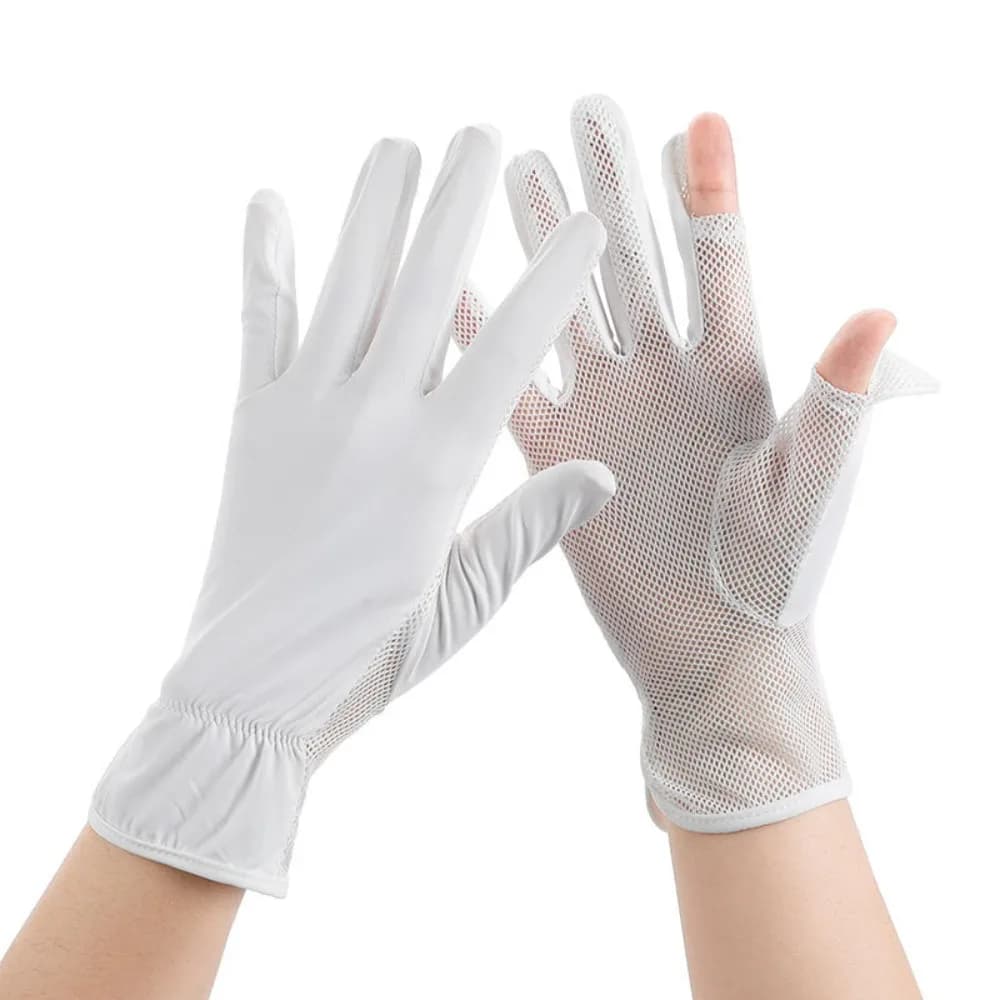 Elastic Flip Touchscreen Ice Silk Gloves Non Slip Mesh UV Protection Gloves New Solid Color Thin Breathable Gloves Walking
