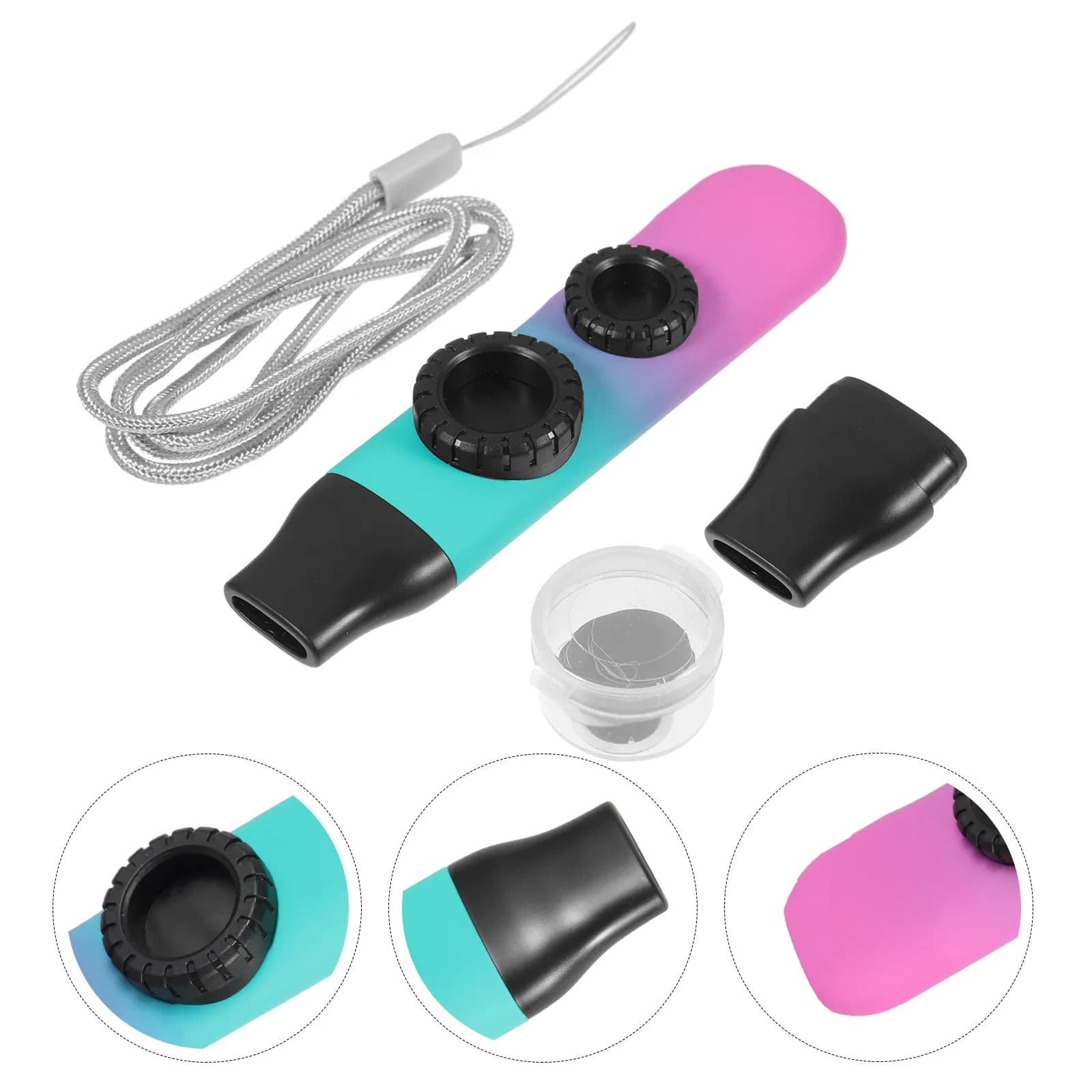 1Set Dual Hole Kazoo Portable Adjustable Tone Kazoo for Kids Musical Instrument Guitar Ukulele Partner with Replacable Flute
